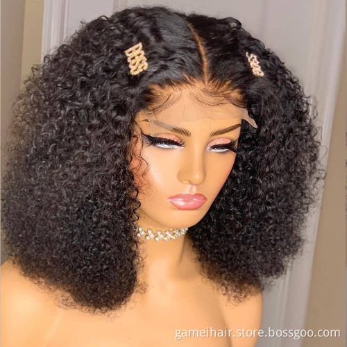 Afro Kinky Curly Raw Brazilian Virgin Human Hair Lace Frontal Closure Hd Transparent 360 Full Lace Front Natural Human Hair Wig